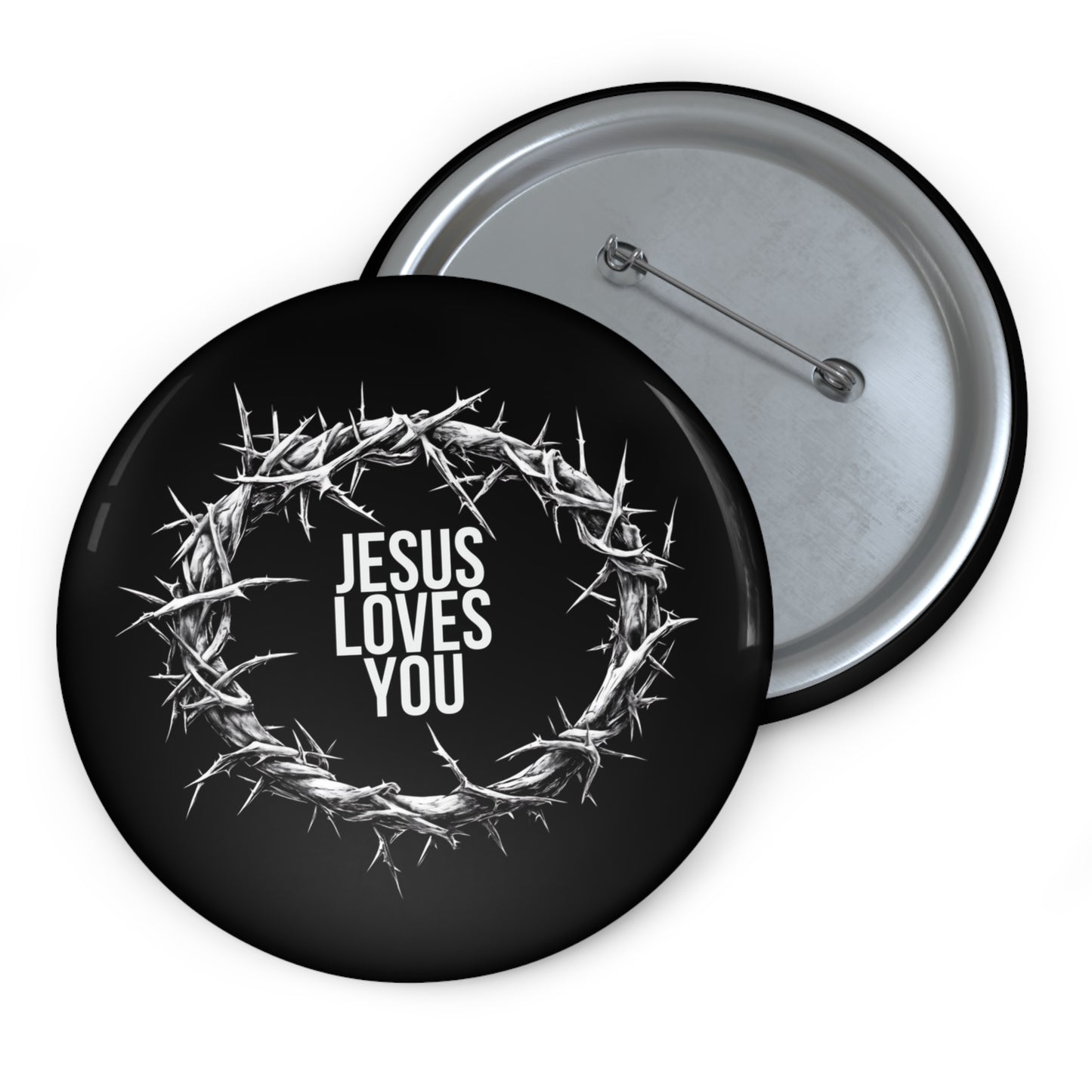 Jesus Loves You (Crown Of Thorns) Pin Button