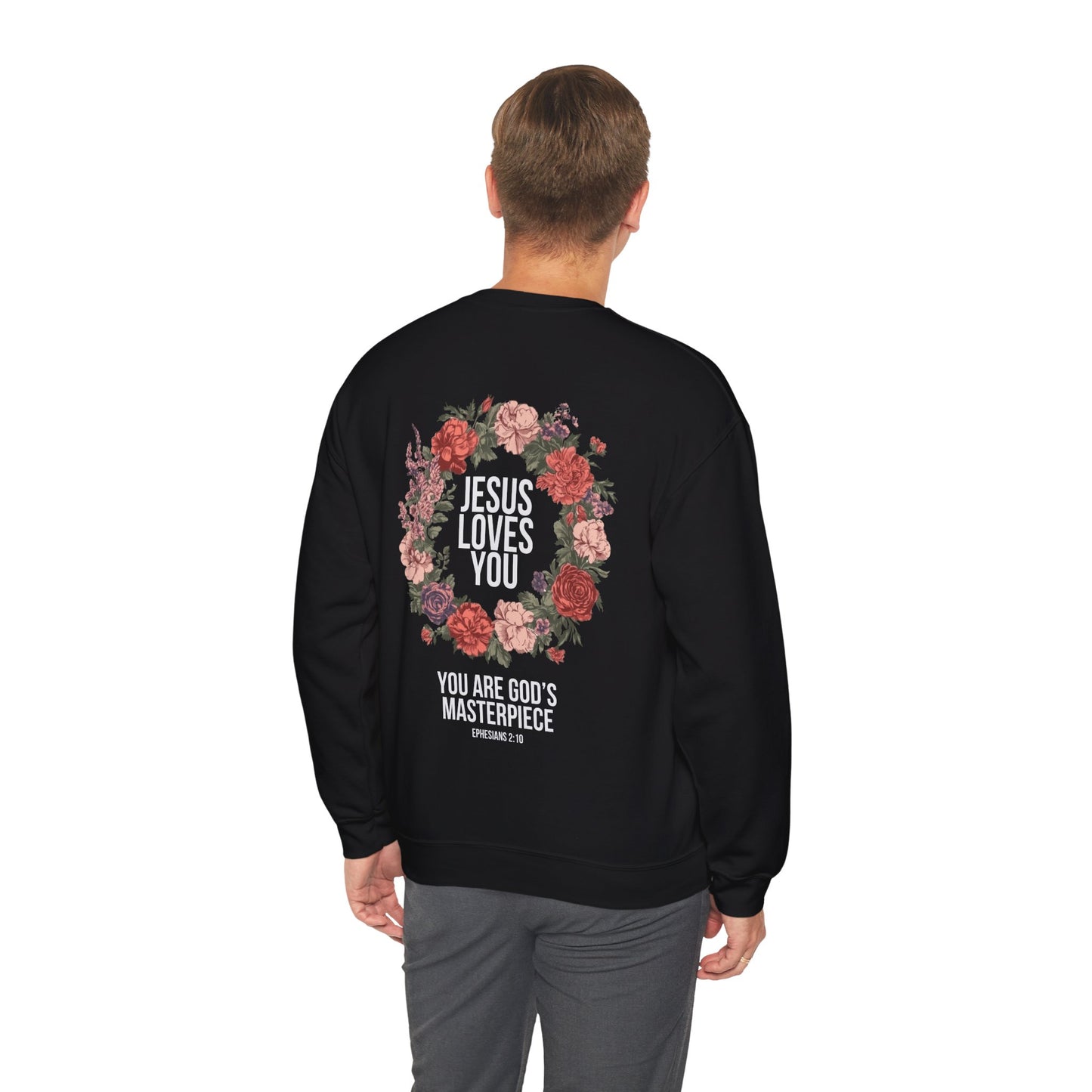 Jesus Loves You (Floral Wreath) Crewneck Sweatshirt