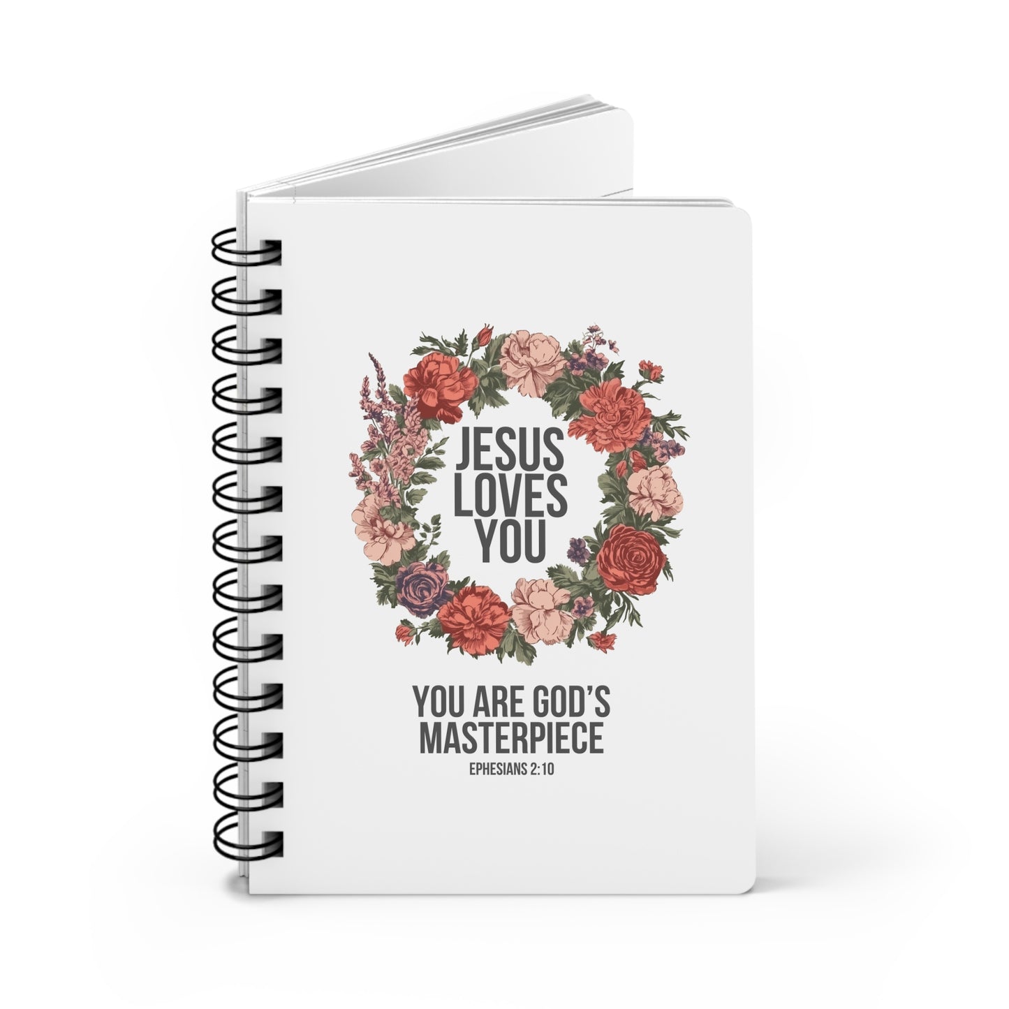 Jesus Loves You (Floral Wreath) Spiral Bound Journal