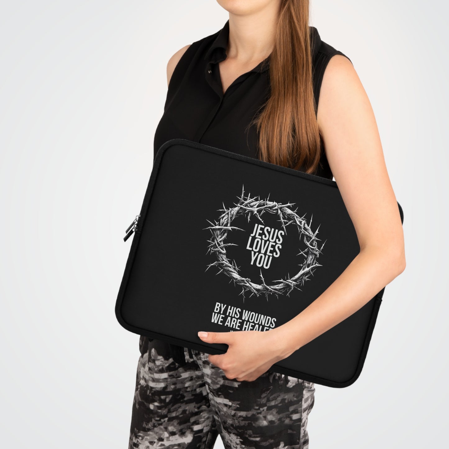 Jesus Loves You (Crown Of Thorns) Laptop Sleeve