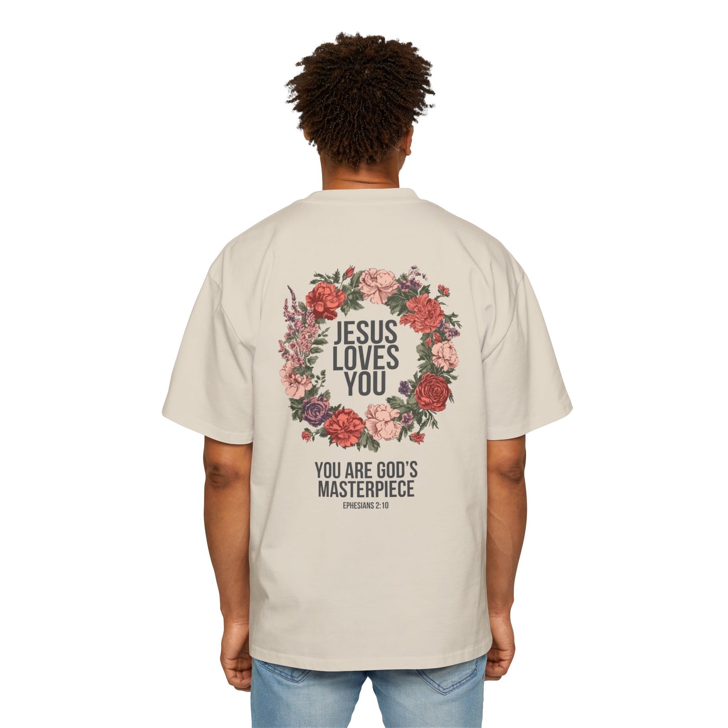 Jesus Loves You (Floral Wreath) Oversized Tee