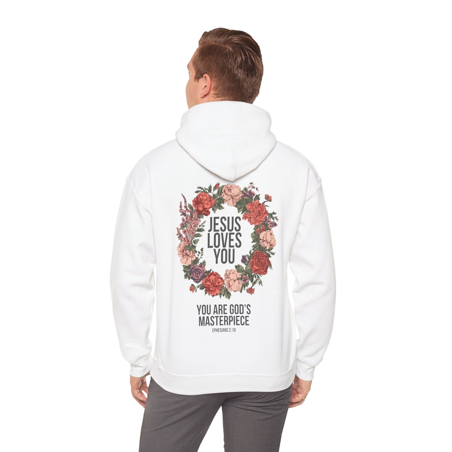 Jesus Loves You (Floral Wreath) Heavy Hoodie