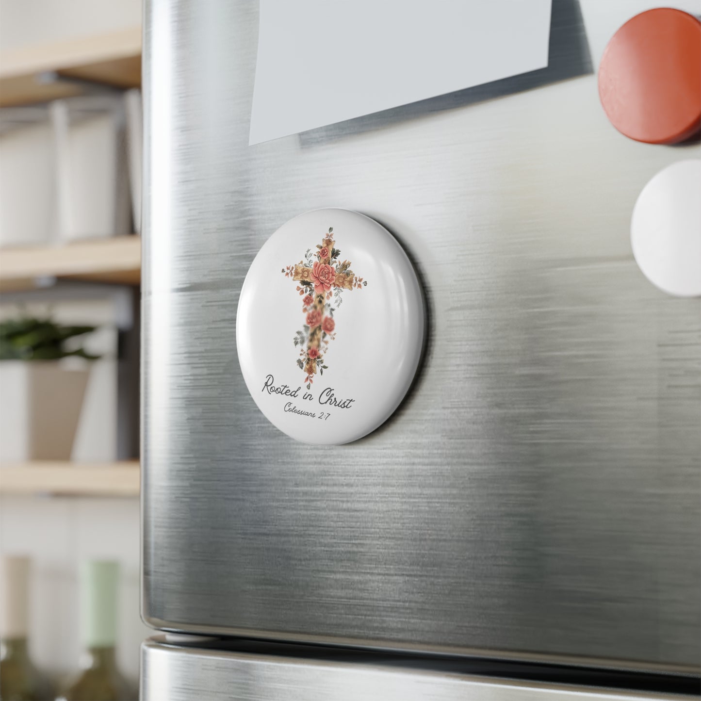 Rooted In Christ Button Magnet
