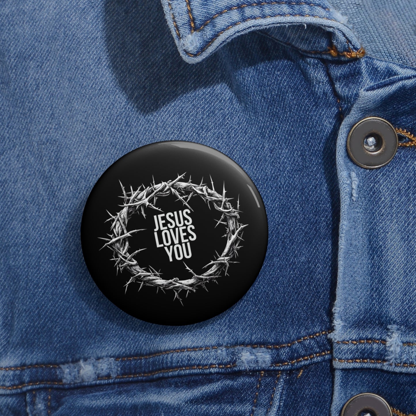 Jesus Loves You (Crown Of Thorns) Pin Button