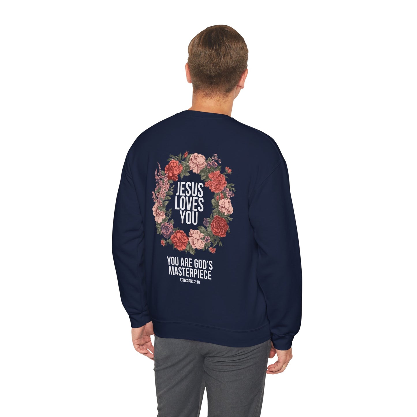 Jesus Loves You (Floral Wreath) Crewneck Sweatshirt