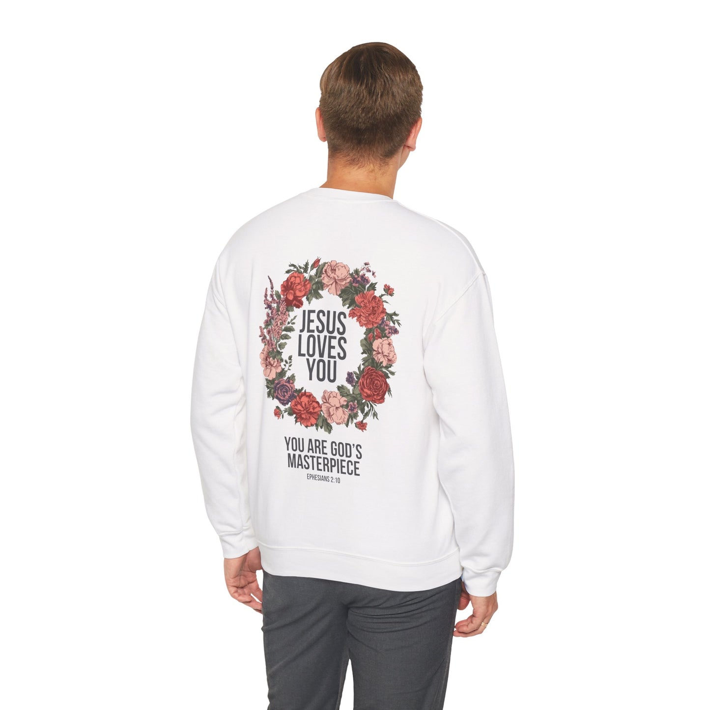 Jesus Loves You (Floral Wreath) Crewneck Sweatshirt
