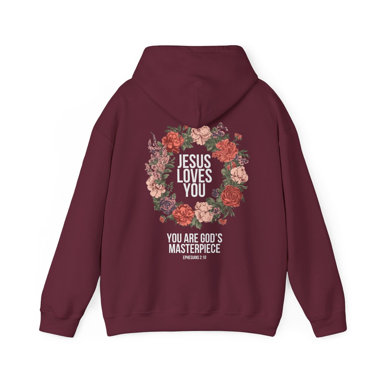 Jesus Loves You (Floral Wreath) Heavy Hoodie