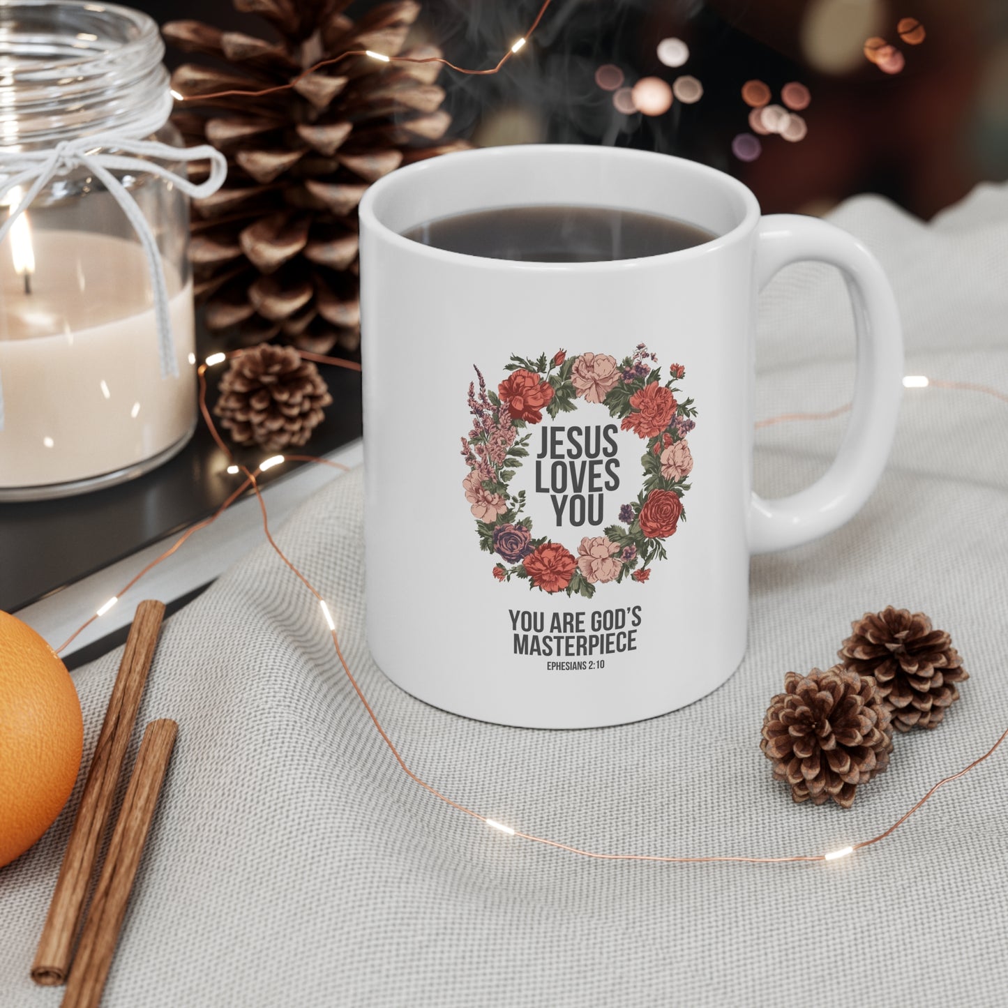 Jesus Loves You (Floral Wreath) Mug