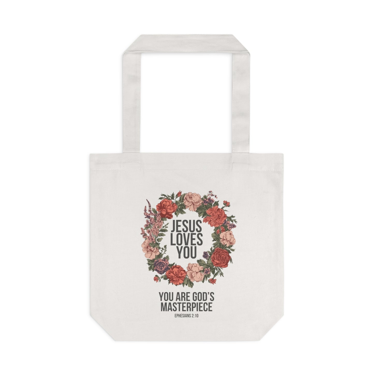 Jesus Loves You (Floral Wreath) Tote Bag