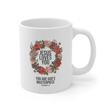 Jesus Loves You (Floral Wreath) Mug