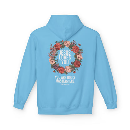 Jesus Loves You (Floral Wreath) Softstyle Hoodie