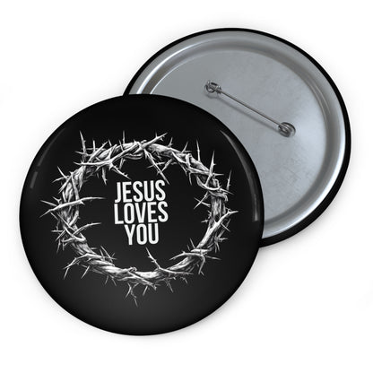 Jesus Loves You (Crown Of Thorns) Pin Button