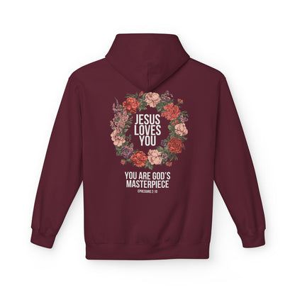 Jesus Loves You (Floral Wreath) Softstyle Hoodie