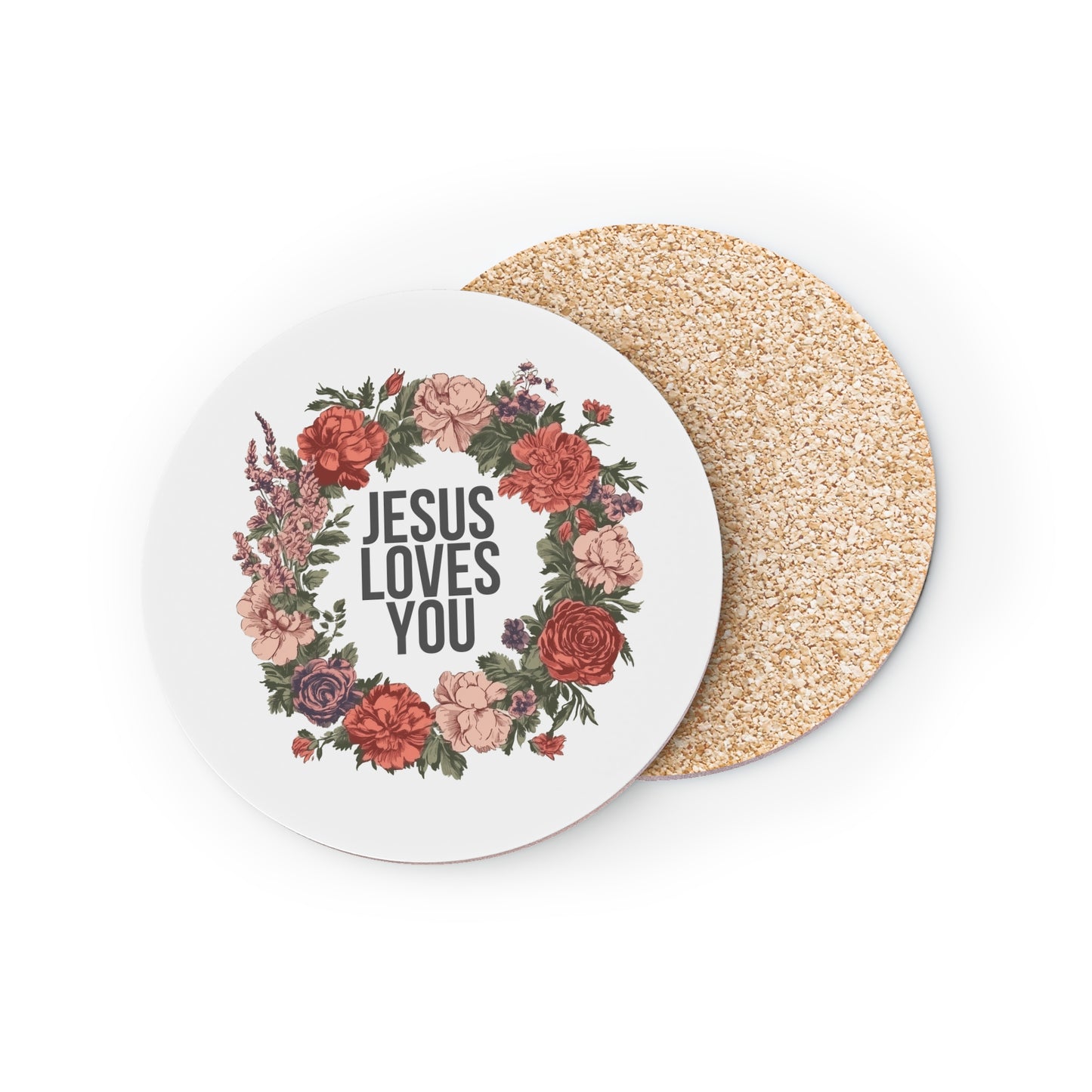 Jesus Loves You (Floral Wreath) Coaster