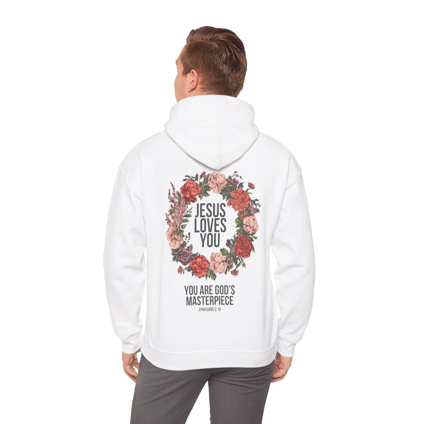Jesus Loves You (Floral Wreath) Heavy Hoodie