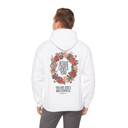 Jesus Loves You (Floral Wreath) Heavy Hoodie