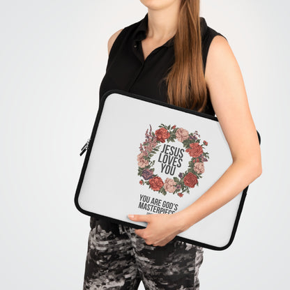Jesus Loves You (Floral Wreath) Laptop Sleeve