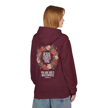 Jesus Loves You (Floral Wreath) Softstyle Hoodie