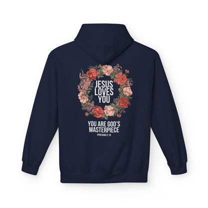 Jesus Loves You (Floral Wreath) Softstyle Hoodie