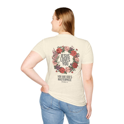 Jesus Loves You (Floral Wreath) Softstyle Tee