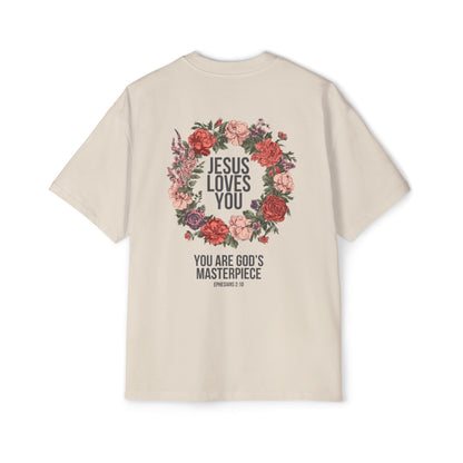 Jesus Loves You (Floral Wreath) Oversized Tee