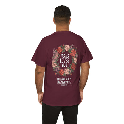 Jesus Loves You (Floral Wreath) Heavy Tee