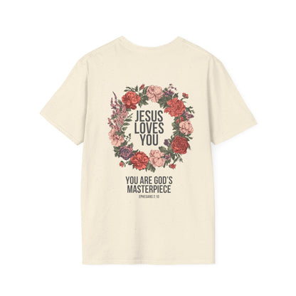 Jesus Loves You (Floral Wreath) Softstyle Tee