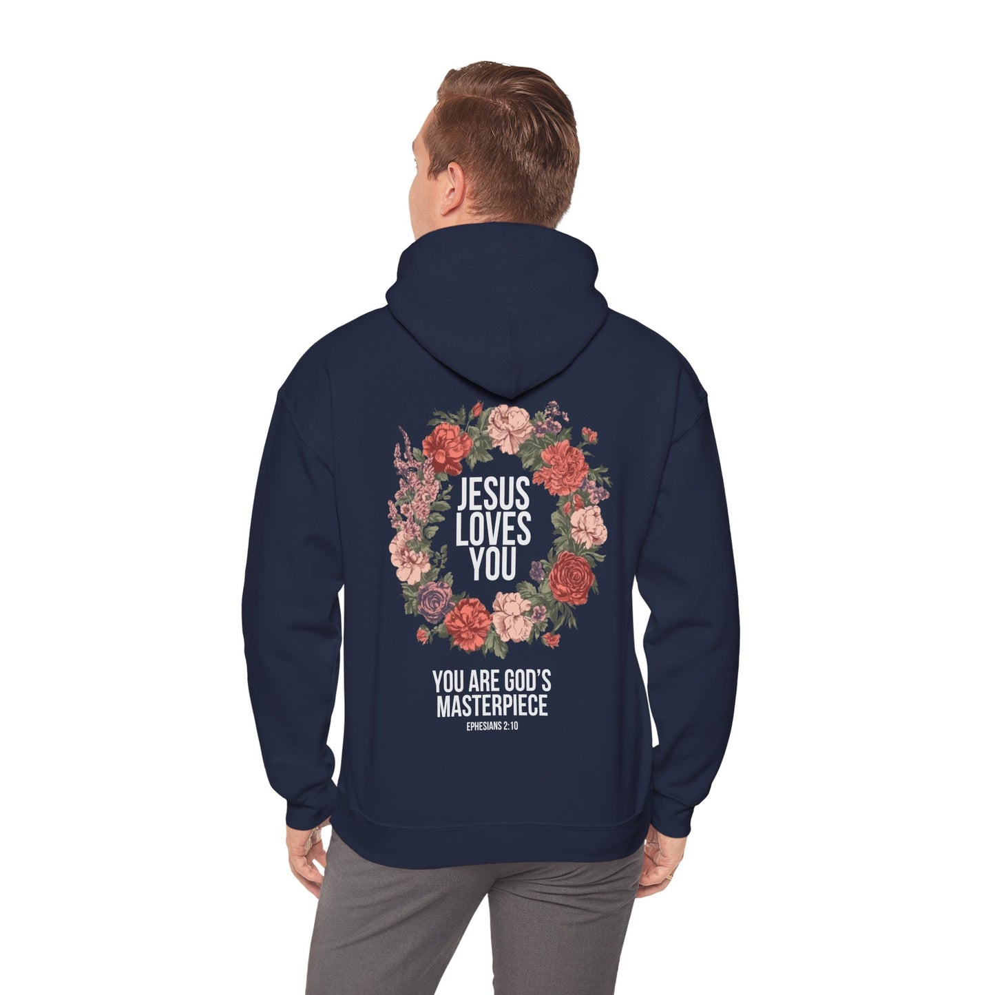 Jesus Loves You (Floral Wreath) Heavy Hoodie