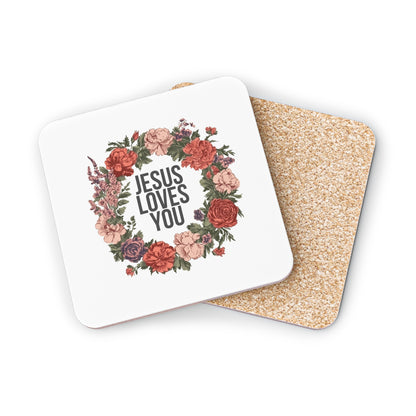 Jesus Loves You (Floral Wreath) Coaster