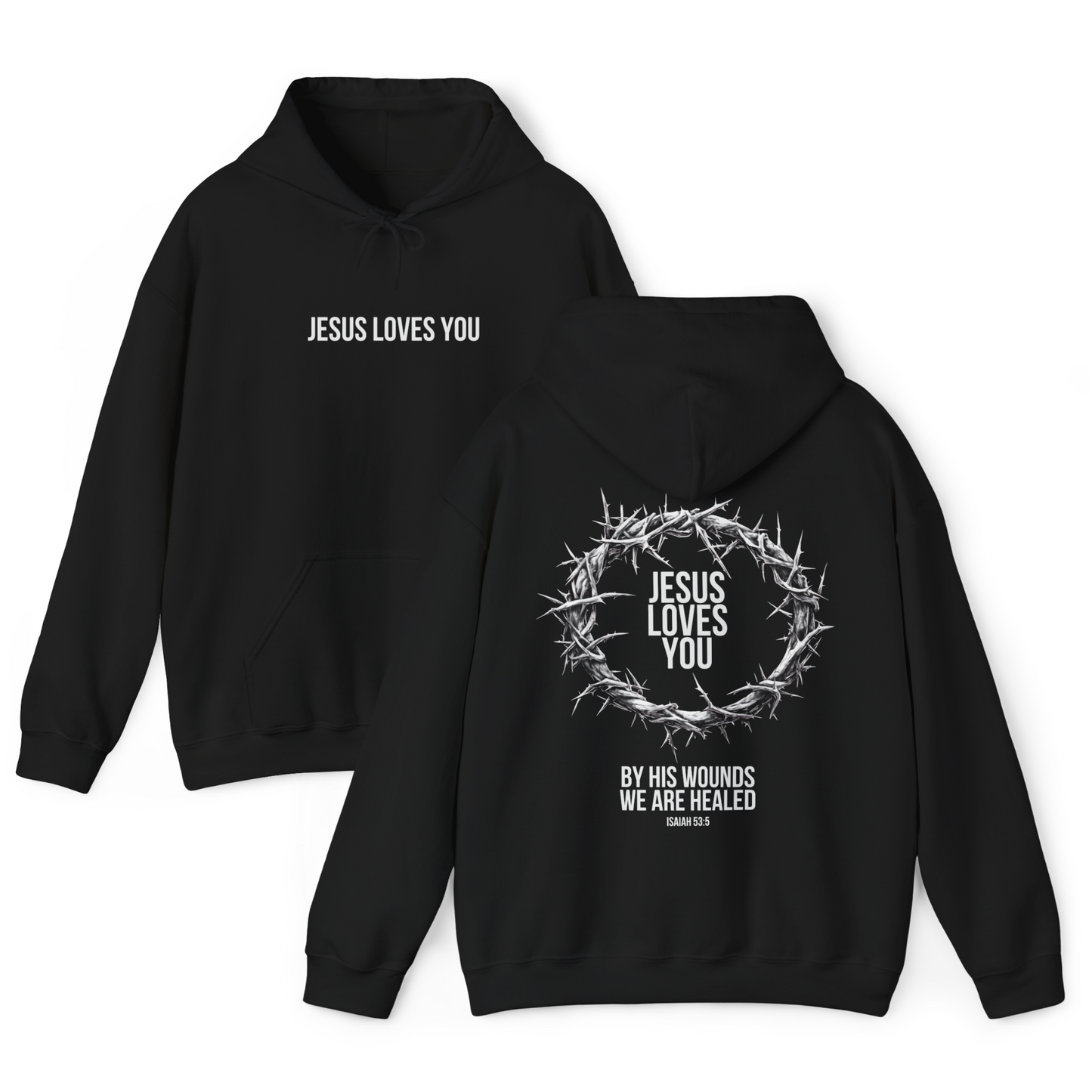 Jesus Loves You (Crown Of Thorns) Heavy Hoodie