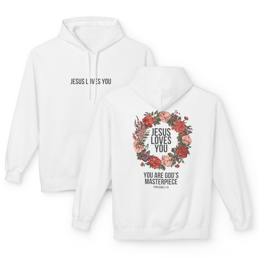 Jesus Loves You (Floral Wreath) Softstyle Hoodie