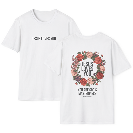 Jesus Loves You (Floral Wreath) Softstyle Tee