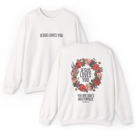 Jesus Loves You (Floral Wreath) Crewneck Sweatshirt
