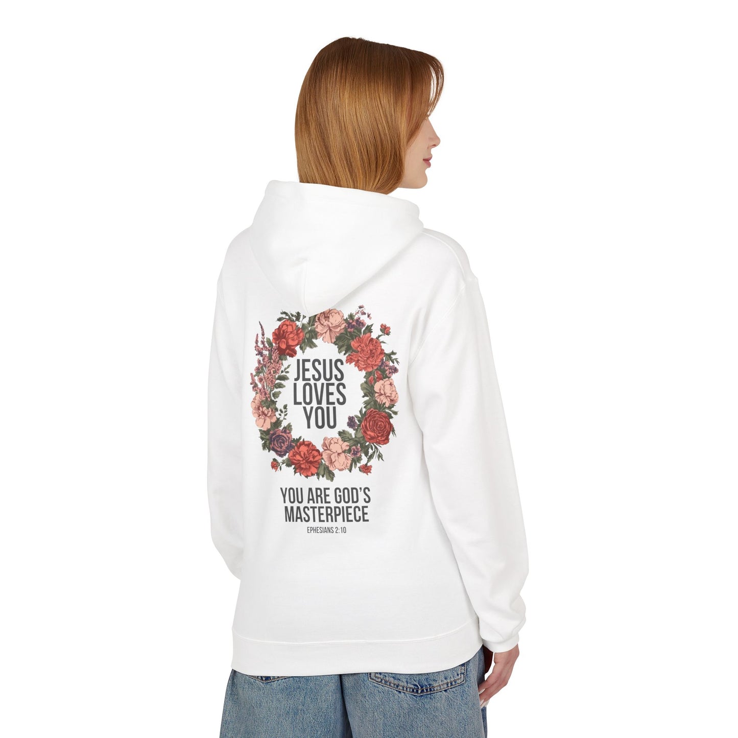 Jesus Loves You (Floral Wreath) Softstyle Hoodie