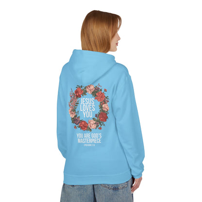 Jesus Loves You (Floral Wreath) Softstyle Hoodie