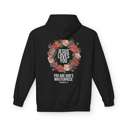 Jesus Loves You (Floral Wreath) Softstyle Hoodie