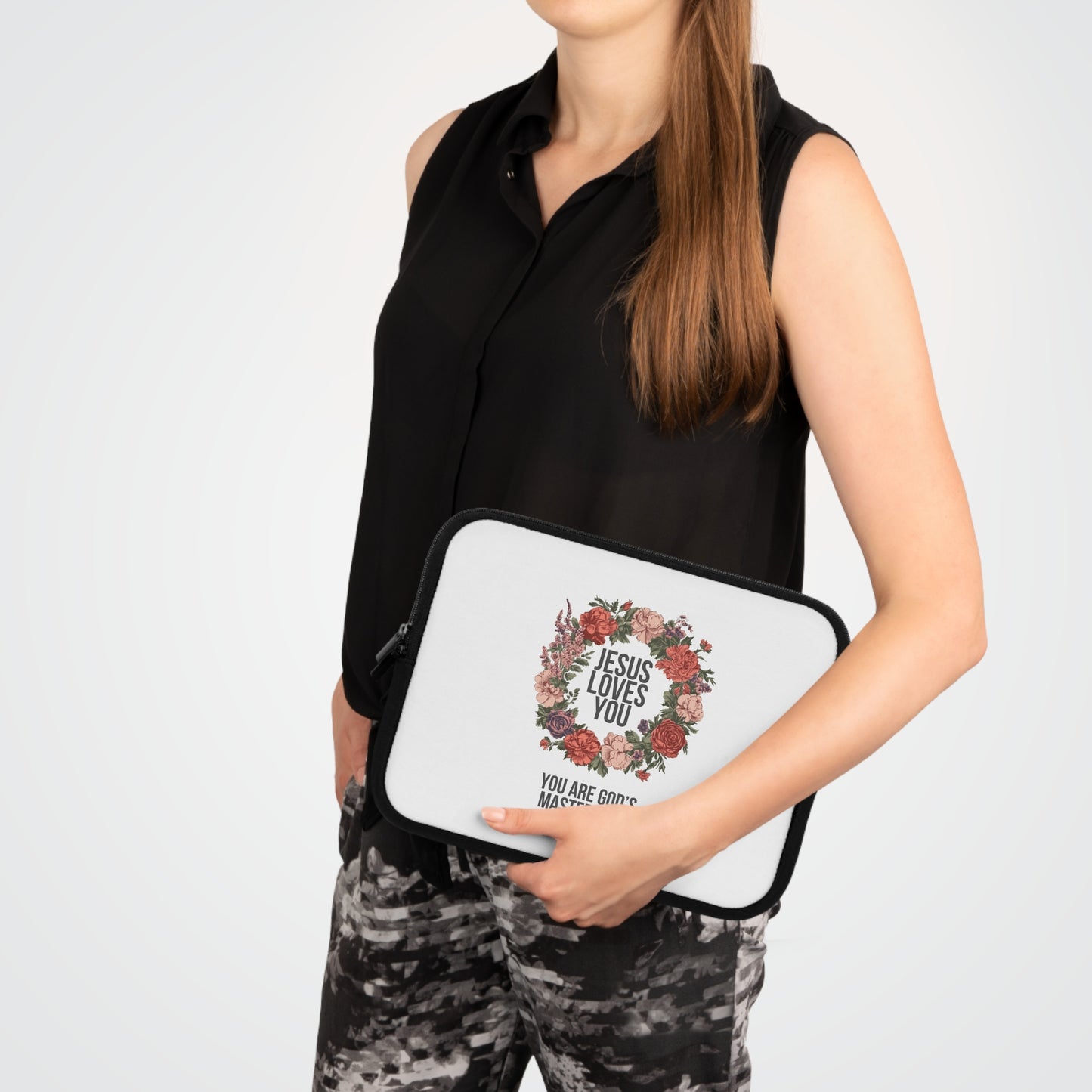 Jesus Loves You (Floral Wreath) Laptop Sleeve