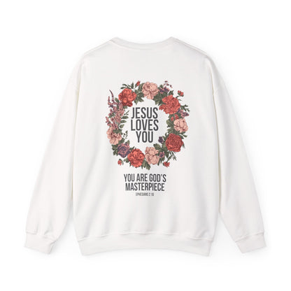 Jesus Loves You (Floral Wreath) Crewneck Sweatshirt