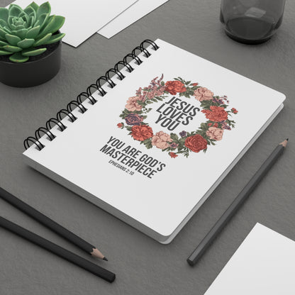 Jesus Loves You (Floral Wreath) Spiral Bound Journal
