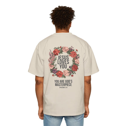 Jesus Loves You (Floral Wreath) Oversized Tee