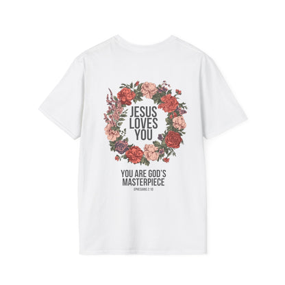 Jesus Loves You (Floral Wreath) Softstyle Tee