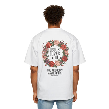 Jesus Loves You (Floral Wreath) Oversized Tee