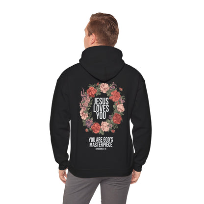 Jesus Loves You (Floral Wreath) Heavy Hoodie