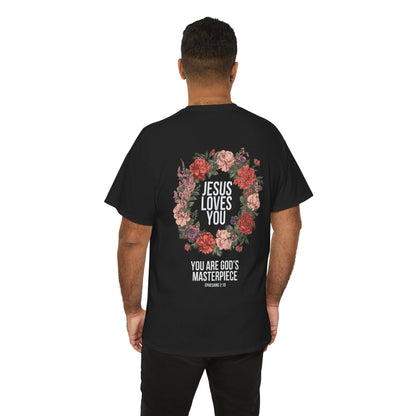Jesus Loves You (Floral Wreath) Heavy Tee