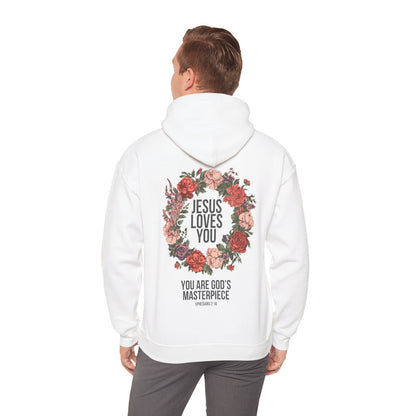 Jesus Loves You (Floral Wreath) Heavy Hoodie