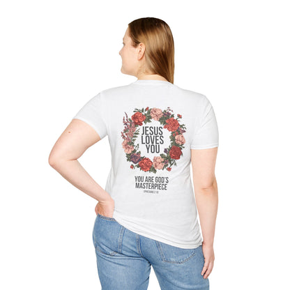 Jesus Loves You (Floral Wreath) Softstyle Tee