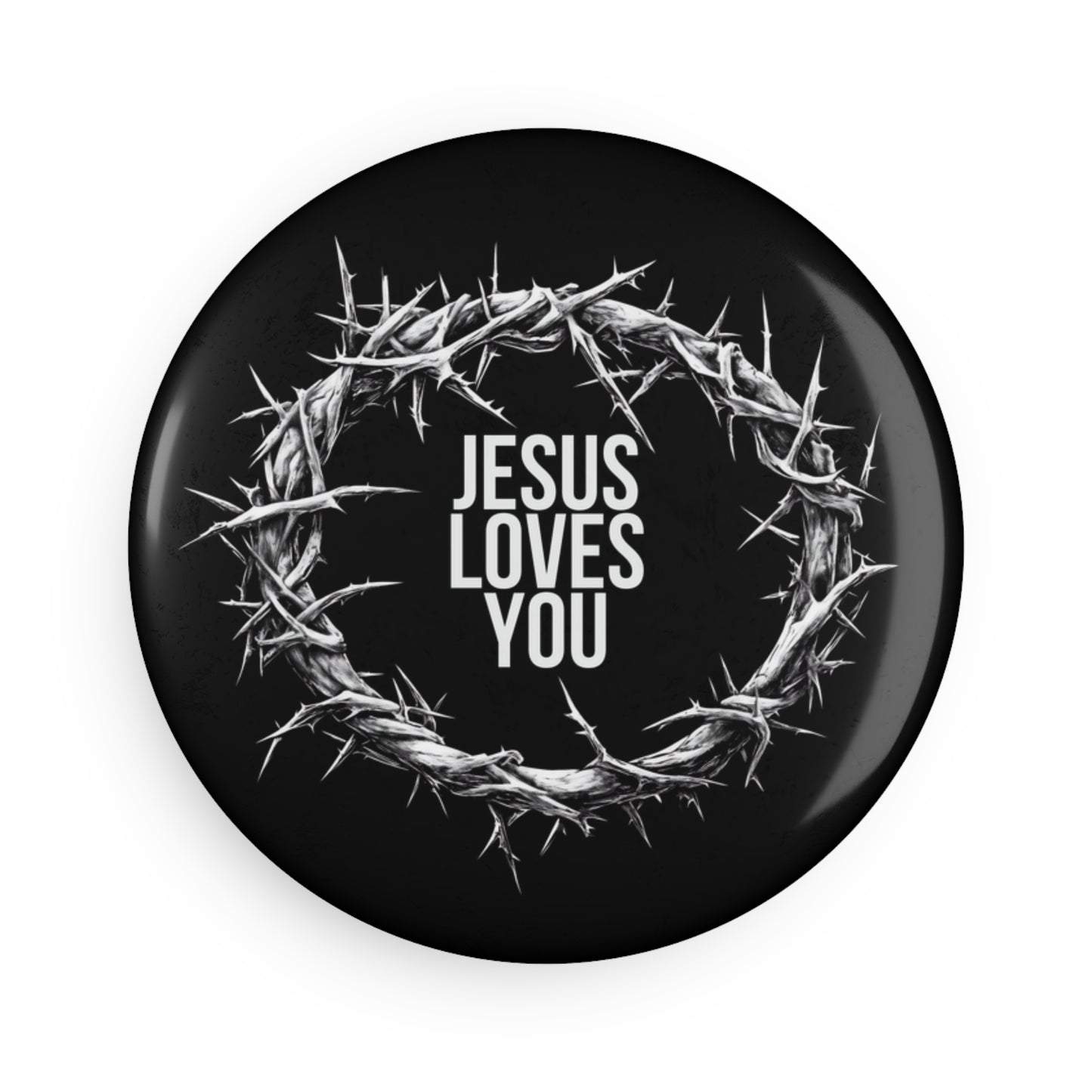 Jesus Loves You (Crown Of Thorns) Button Magnet