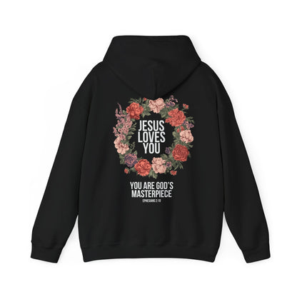 Jesus Loves You (Floral Wreath) Heavy Hoodie