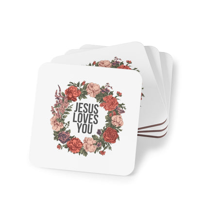 Jesus Loves You (Floral Wreath) Coaster