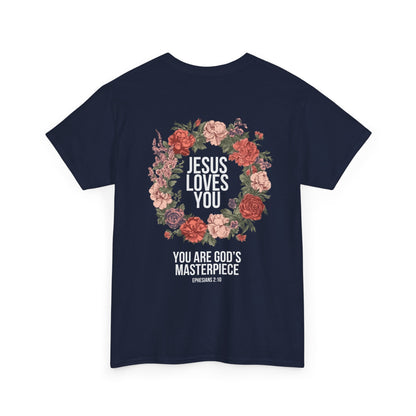 Jesus Loves You (Floral Wreath) Heavy Tee